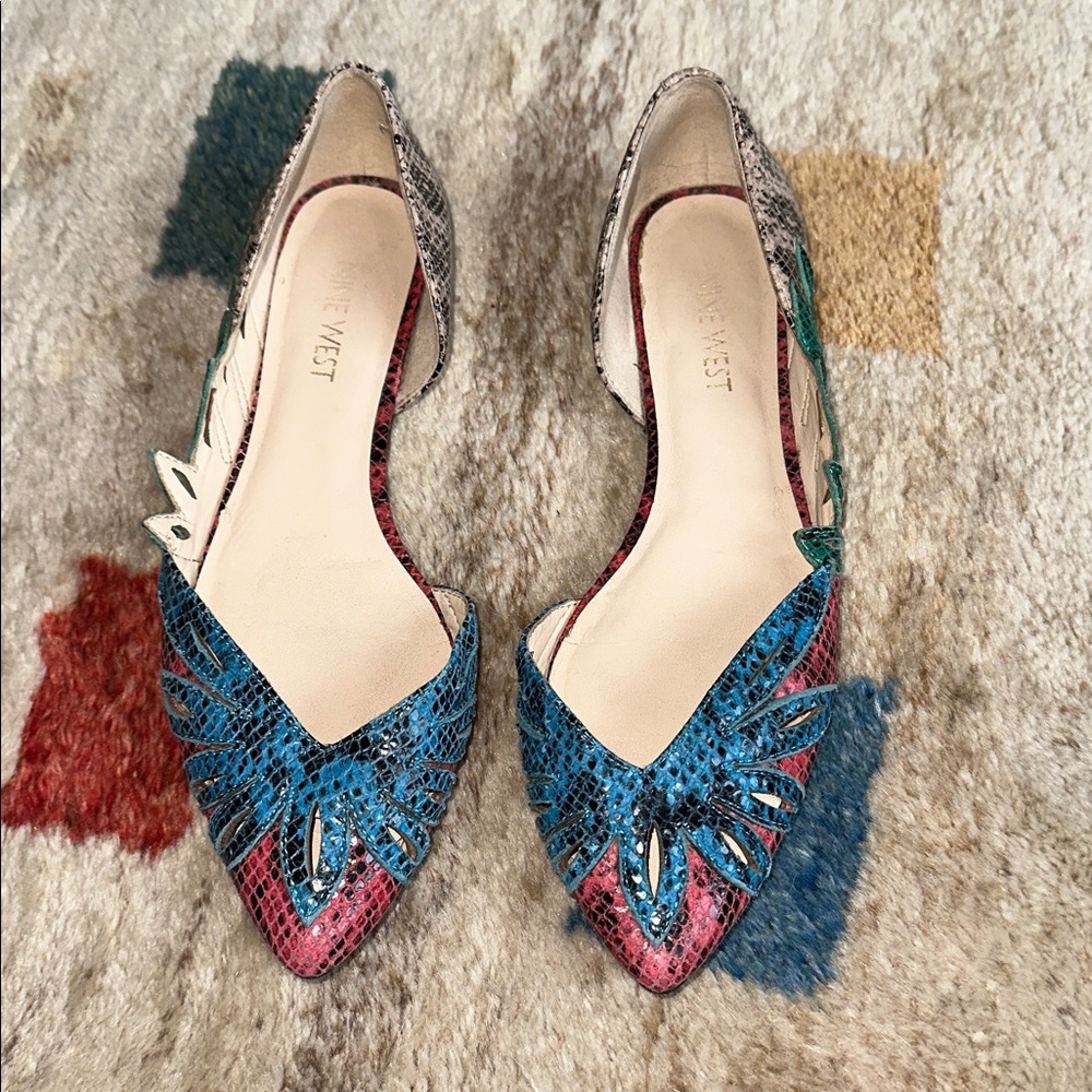 Nine West Multicolor Snakeskin Flats